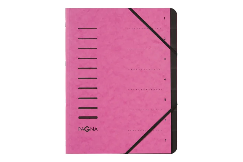 Pagna Office - klassifikationsmapp - 7 delar - för A4 - tabbad - mörkrosa