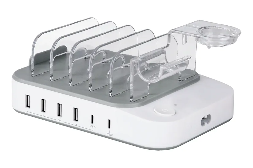 DELTACO DPS-0203 laddningsstation - 4 x USB, 2 x USB-C - 50 Watt