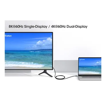 MANHATTAN USB4 USB-C till USB-C laddningskabel 240W 40Gbit/s 8K 2m