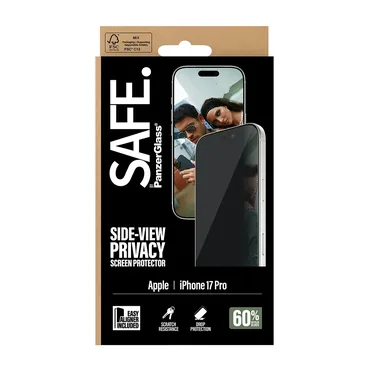 PanzerGlass SAFE. by ® Privacy Skærmbeskyttelse iPhone 17 Pro | Ultra-Wide Fit m. EasyAligner