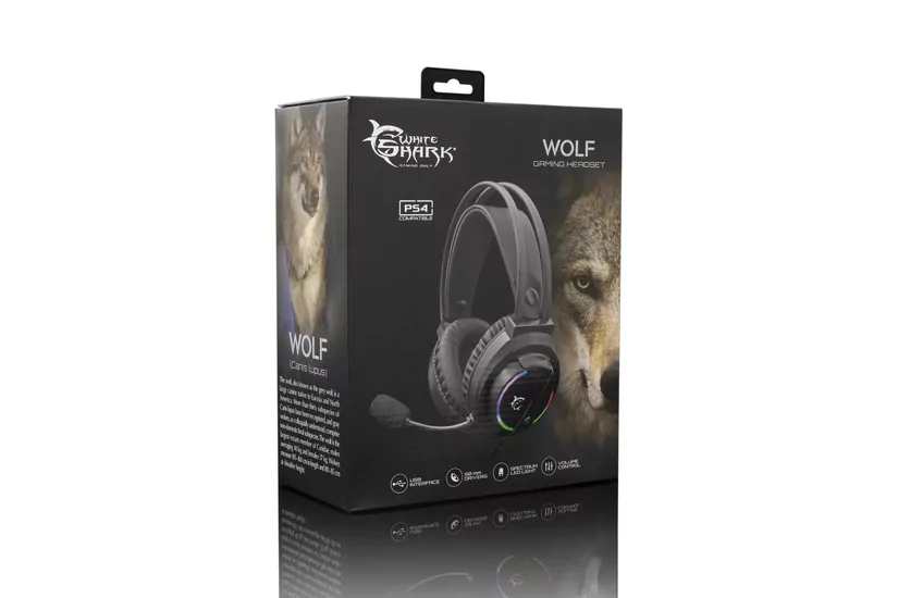 White Shark WOLF hovedtelefoner/headset Ledningsført Hjelm Spil Sort