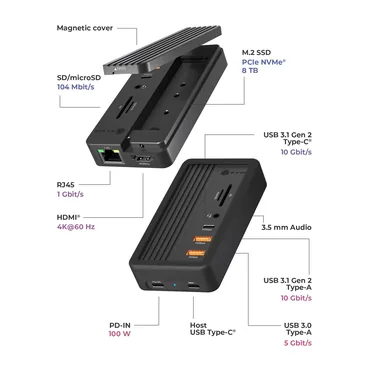 ICY BOX IB-DK4072M-CU31 USB 3.2 Gen 2 (3.1 Gen 1) Type-C Sort