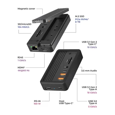 ICY BOX IB-DK4072M-CU31 USB 3.2 Gen 2 (3.1 Gen 1) Type-C Sort