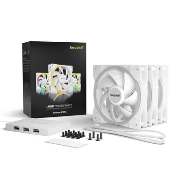be quiet! Light Wings White | 120mm PWM Triple Pack Computerkabinet Ventilator 12 cm Hvid 3 stk