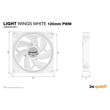 be quiet! Light Wings White | 120mm PWM Triple Pack Computerkabinet Ventilator 12 cm Hvid 3 stk