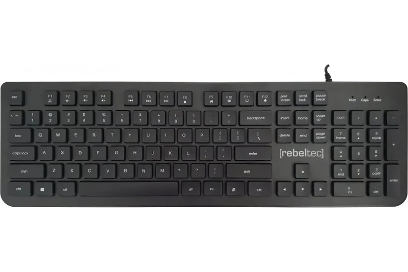 Rebeltec Tangentbord - Membrantangentbrytare - Kabel - Fullstor (100 %) - Svart - Engelsk