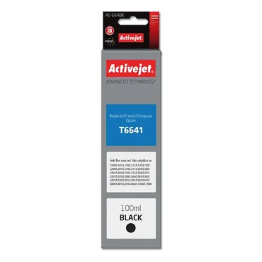 Activejet AE-664Bk blækflaske til Epson-printer, erstatning Epson T6641; Supreme; 100 ml; sort