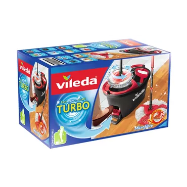 Vileda Easywring & Clean Turbo rengøringsmoppe Uld Rød, Hvid