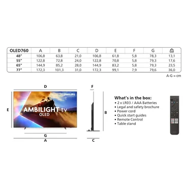Philips 77OLED76012 195,6 cm (77") 4K Ultra HD Smart TV Wi-Fi Sort