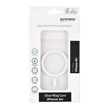 Den klare bagcover fra Essentials lader dig beskytte din enhed og samtidig værdsætte dens udseende. Bagcoveret har en magnet, så du kan bruge dine kompatible magsafe-tilbehør uden at fjerne coveret. Snap din magnetiske oplader på eller brug den på en magne