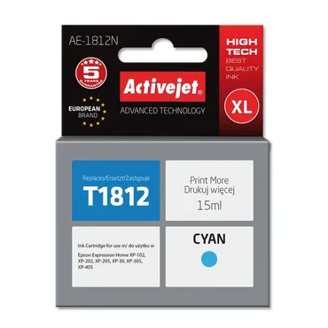 Activejet AE-1812N blæk (erstatning Epson 18XL T1812; Supreme; 15 ml; blå)