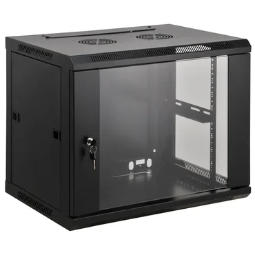 Intellinet Network Cabinet, Wall Mount (Standard), 20U, Usable Depth 500mm/Width 540mm, Black, Assembled, Max 60kg, Metal & Glass Door, Back Panel, Removeable Sides,Suitable also for use on desk or floor,19",Parts for wall install (eg screws/rawl plugs) not included