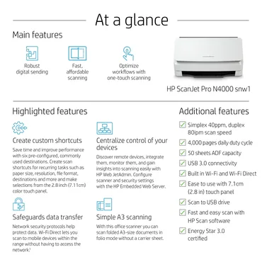 HP Scanjet Pro N4000 snw1 Sheet-feed