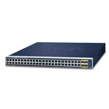 PLANET GS-4210-48P4S netværksswitch Administreret L2/L4 Gigabit Ethernet (10/100/1000) Strøm over Ethernet (PoE) 1U Blå