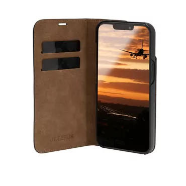 JT BERLIN BookCase Tegel mobiltelefon etui 16 cm (6.3") Folie Sort