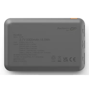 GP Batteries 405211 powerbank Lithium polymer (LiPo) 5000 mAh Sort