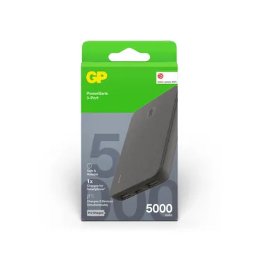 GP Batteries 405211 powerbank Lithium polymer (LiPo) 5000 mAh Sort