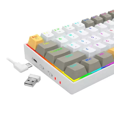 REDRAGON K530-YL&WT&GY-RGB-PRO Draconic Pro tastatur USB + RF Wireless + Bluetooth Hvid, Grå, Gul