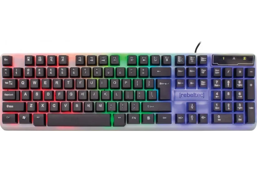 Rebeltec Tangentbord - Membrantangentbrytare - Kabel - Fullstor - Grå - Engelsk - USB