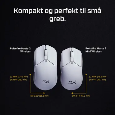 HyperX Pulsefire Haste 2 Mini – Trådløs gamingmus (hvid)