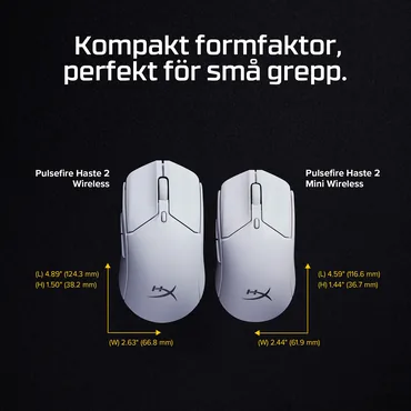 HyperX Pulsefire Haste 2 Mini – Trådløs gamingmus (hvid)