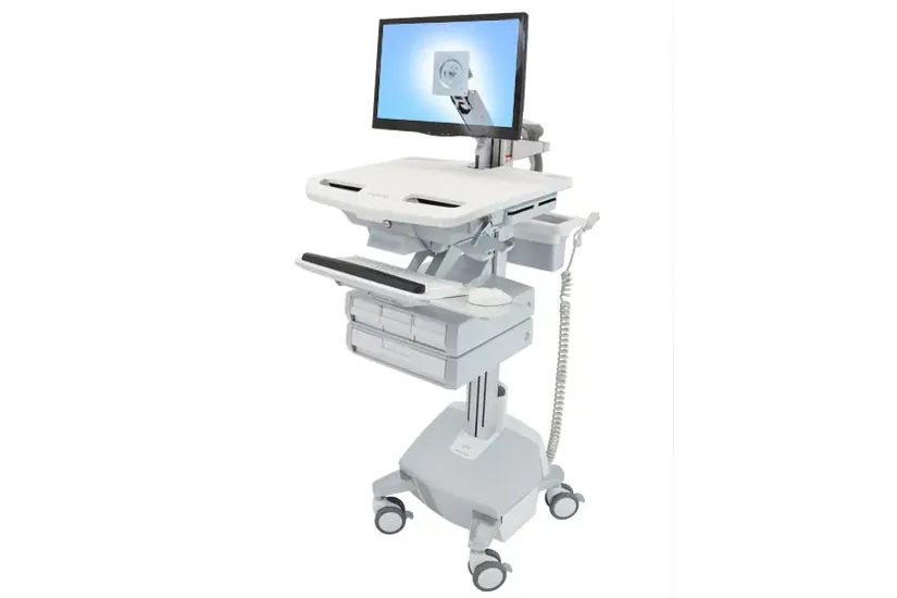 Ergotron StyleView vagn - öppen arkitektur - för LCD-skärm/tangentbord/mus/processor/anteckningsbok/streckkodsläsare - grå, vit, polerat aluminium - TAA-kompatibel