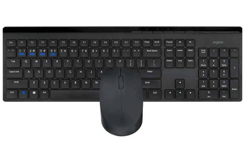 Rapoo Tangentbord - Scissor - Trådlös - Fullstor (100 %) - Svart - Trådlös RF + Bluetooth