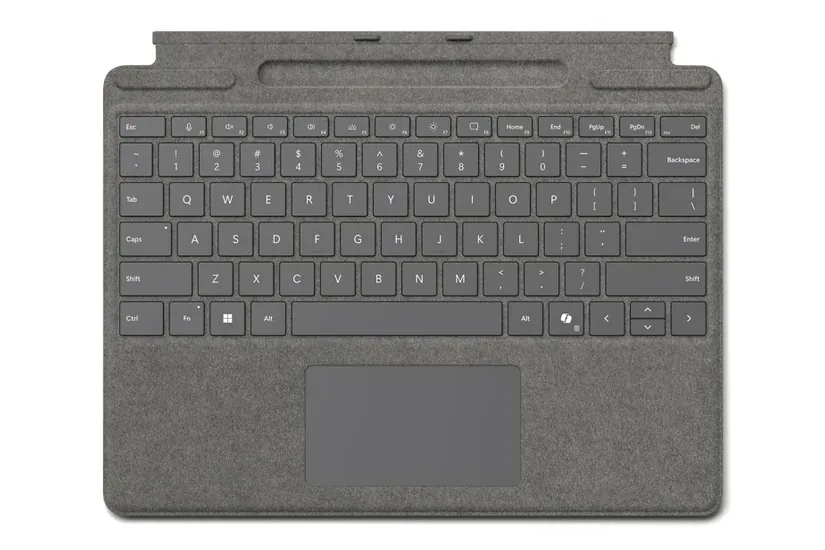 Microsoft Surface Pro Keyboard - tastatur - med trackpad, accelerometer, Surface Slim Pen 2 opbevaring og opladningsbakke - platinum Indgangsudstyr