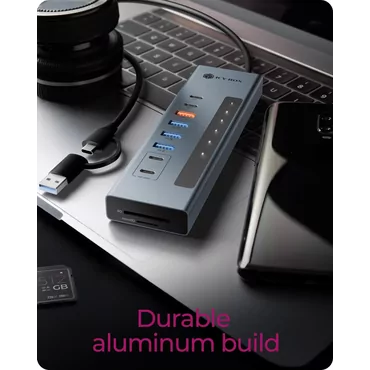 ICY BOX IB-HUB1742CR-C2PD USB 3.2 Gen 2 (3.1 Gen 2) Type-A + Type-C 10000 Mbit/s Sort