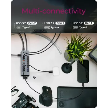 ICY BOX IB-HUB1742CR-C2PD USB 3.2 Gen 2 (3.1 Gen 2) Type-A + Type-C 10000 Mbit/s Sort