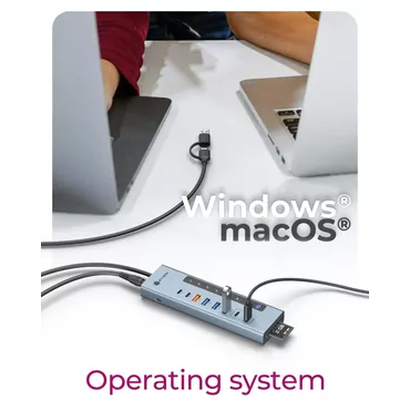 ICY BOX IB-HUB1742CR-C2PD USB 3.2 Gen 2 (3.1 Gen 2) Type-A + Type-C 10000 Mbit/s Sort