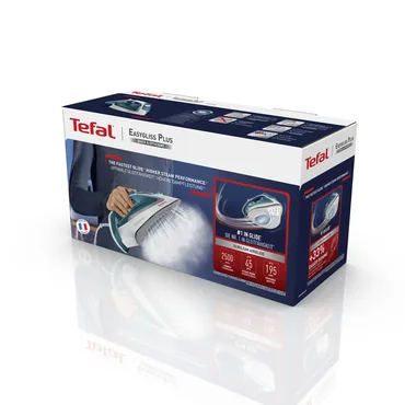 Tefal EasyGliss Plus FV5718 strygejern Tør & dampstrygejern Durilium strygesål 2400 W Turkis, Hvid