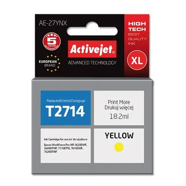 Activejet AE-27YNX Ink (erstatning Epson 27XL T2714; Supreme; 18 ml; gul)