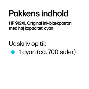 HP 912XL Original Ink-blækpatron med høj kapacitet, cyan