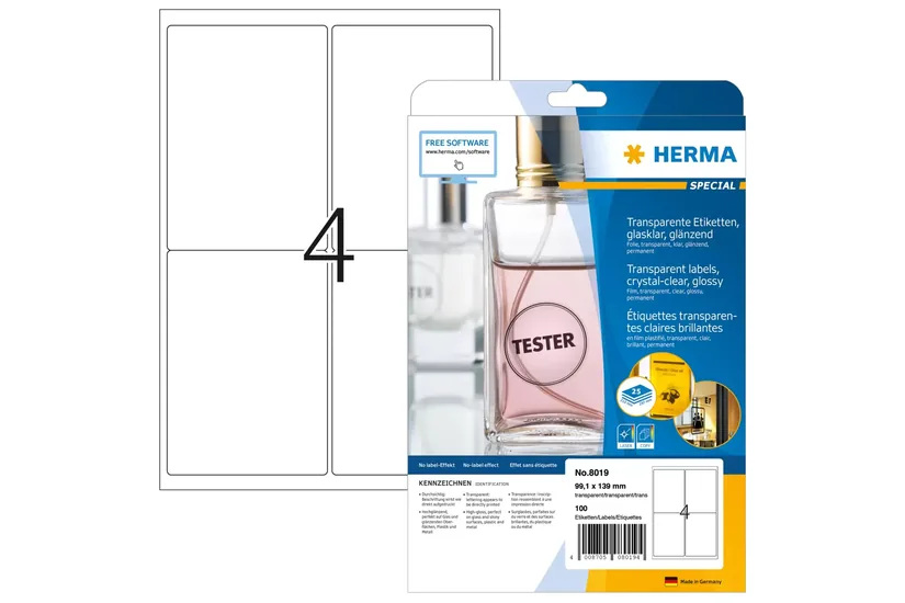 HERMA Special - transparente filmmærkater - skinnende - 100 etikette(r) - 99.1 x 139 mm