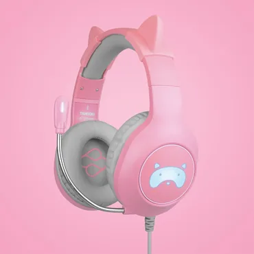 Blade Gaming Tanooki Headset Ledningsført Spil Grå, Lyserød