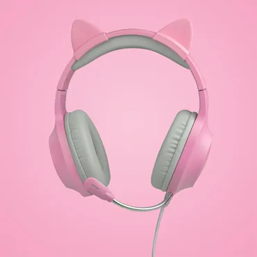 Blade Gaming Tanooki Headset Ledningsført Spil Grå, Lyserød