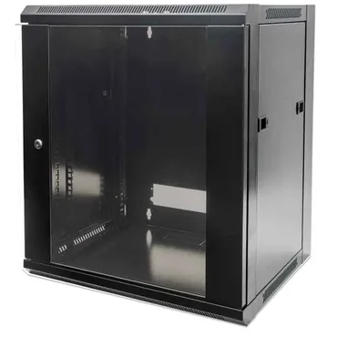 Intellinet Network Cabinet, Wall Mount (Standard), 15U, Usable Depth 410mm/Width 510mm, Black, Flatpack, Max 60kg, Metal & Glass Door, Back Panel, Removeable Sides,Suitable also for use on desk or floor, 19",Parts for wall install (eg screws/rawl plugs) not included