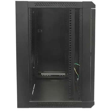 Intellinet Network Cabinet, Wall Mount (Standard), 15U, Usable Depth 410mm/Width 510mm, Black, Flatpack, Max 60kg, Metal & Glass Door, Back Panel, Removeable Sides,Suitable also for use on desk or floor, 19",Parts for wall install (eg screws/rawl plugs) not included