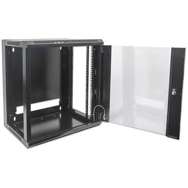 Intellinet Network Cabinet, Wall Mount (Standard), 15U, Usable Depth 410mm/Width 510mm, Black, Flatpack, Max 60kg, Metal & Glass Door, Back Panel, Removeable Sides,Suitable also for use on desk or floor, 19",Parts for wall install (eg screws/rawl plugs) not included