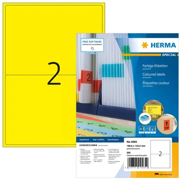HERMA Etiketten A4 gelb 199,6x143,5mm Papier matt 1400 St.