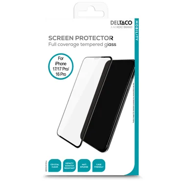 Deltaco Screen protector iPhone 16 Pro/17/17 Pro, full-fit silicate