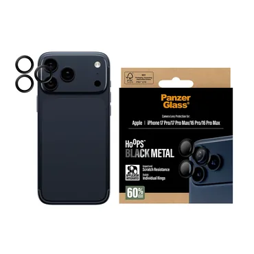 PanzerGlass ® Hoops® Kameralinsebeskytter Sort iPhone 17 Pro | iPhone 17 Pro Max | iPhone 16 Pro | 16 Pro Max