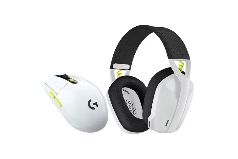 Logitech trådløs gaming combo - headset og mus -  sort, hvid og lime